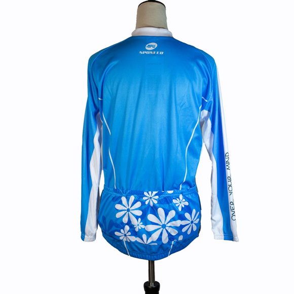 Sponeed Women's Cycling Long Sleeve Jersey Blue White Three Pockets Back Size M - Picture 5 of 14